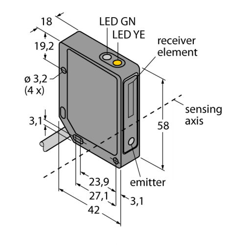 QMT42VP6FF2000 Фотоэлектрический датчик Turck
