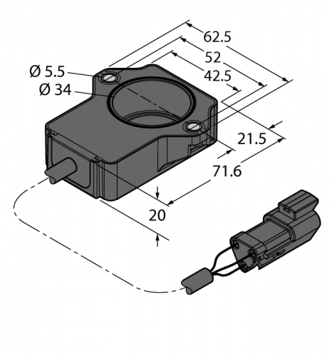 RI20P1-QR20-LU4X2-0.15-DT04-3P Миниатюрный энкодер Turck